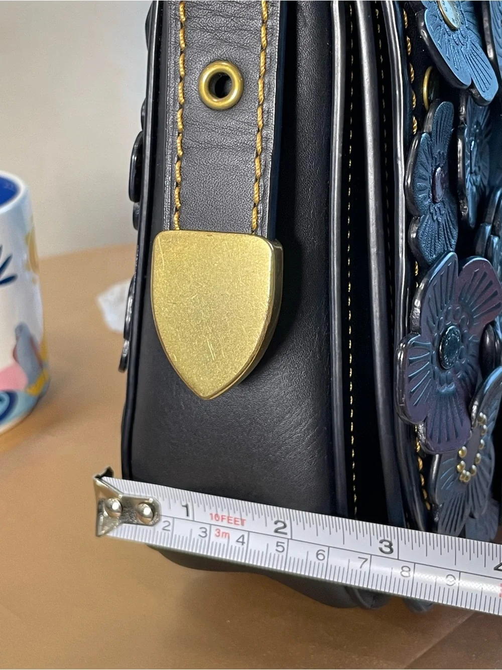 Coach 1941 Camellia Tea Rose Saddle Floral Appliqué Crossbody in Black & Plum